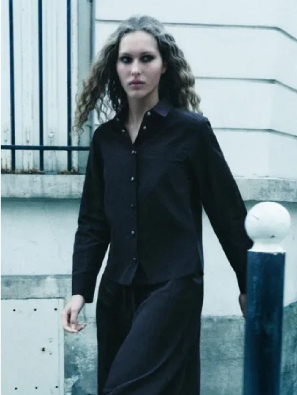NWT Zara Woman ZW COLLECTION Over Shirt Top Black Size M Medium